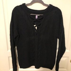 Cross Front Cable Knit Sweater